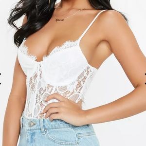 NWT White Lace Panel Bodysuit